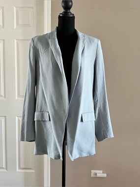 Zara Light Blue Open-Front Blazer - Size M